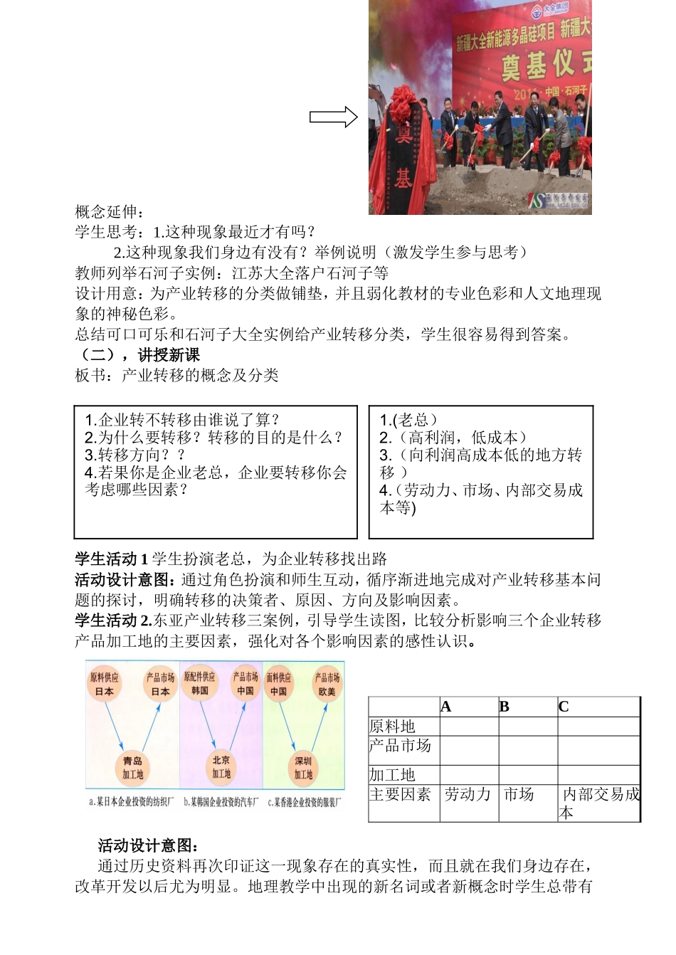 刘宏兵石河子121团一中高一必修三产业转移说课稿_第3页