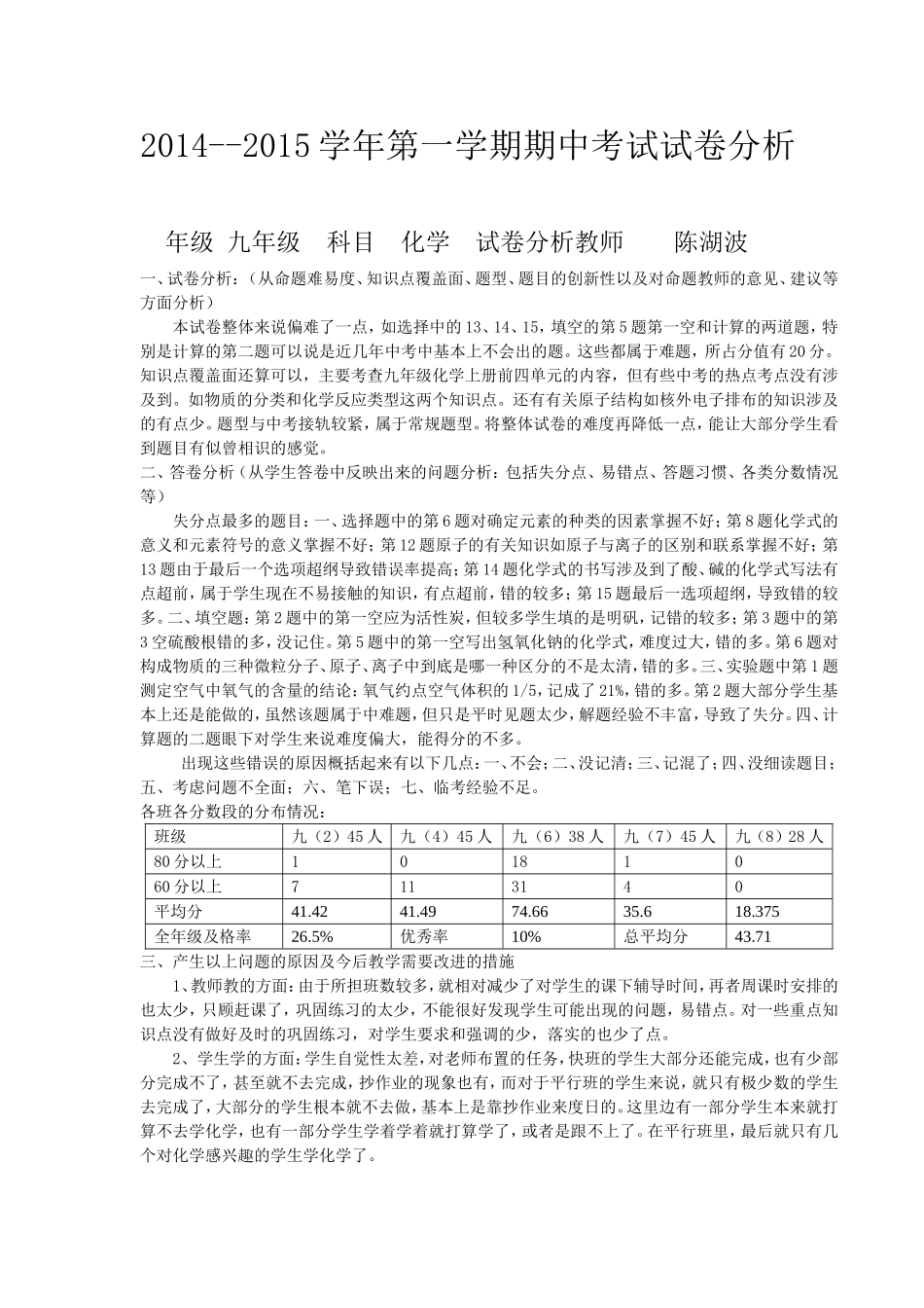 试卷分析化学陈湖波_第1页