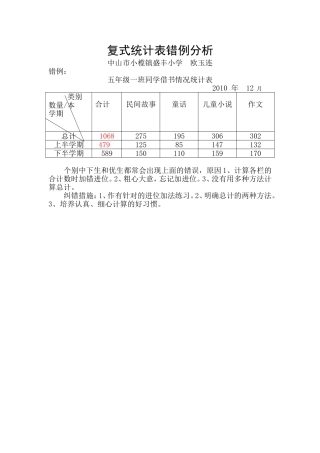 复式条形统计表错例分析