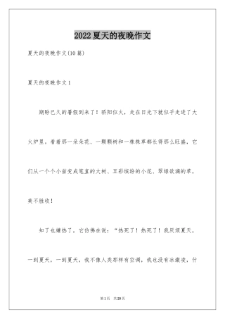 2024夏天的夜晚作文_1