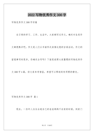 2024写物优秀作文300字