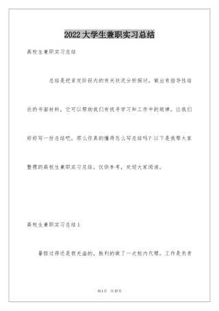 2024大学生兼职实习总结