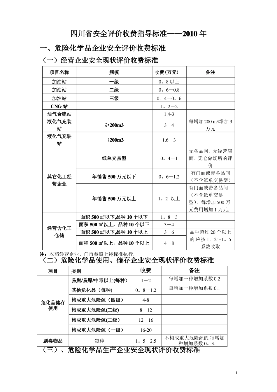 四川安全评价收费指导标准2010_第1页