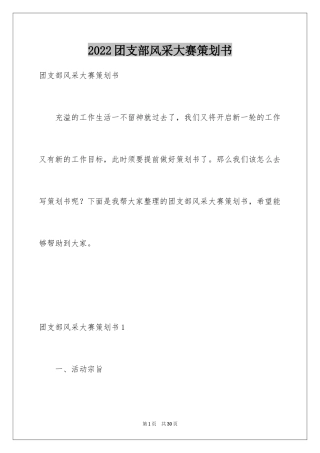 2024团支部风采大赛策划书