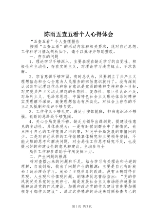 陈雨五查五看个人心得体会