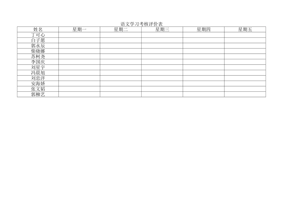 语文学习考核评价表_第1页