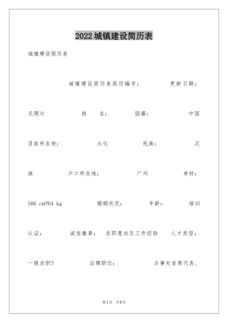 2024城镇建设简历表