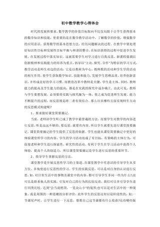 初中数学教学心得体会