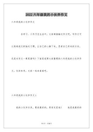 2024六年级我的小伙伴作文_1