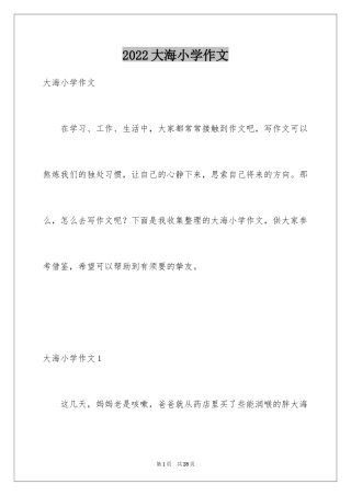 2024大海小学作文
