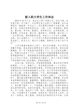 新入职大学生工作体会