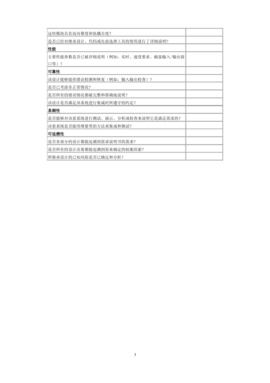 软件设计与开发评审检查表_第3页