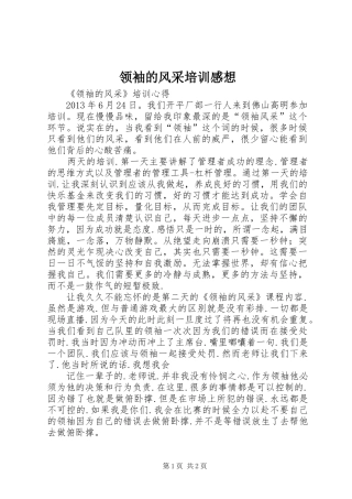 领袖的风采培训感想
