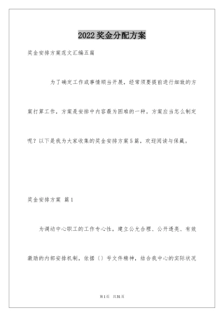 2024奖金分配方案
