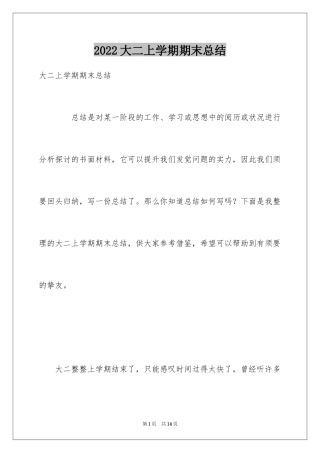 2024大二上学期期末总结