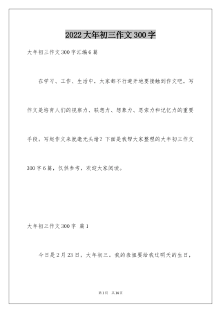 2024大年初三作文300字