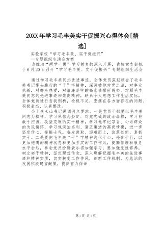 20XX年学习毛丰美实干促振兴心得体会[精选] (4)