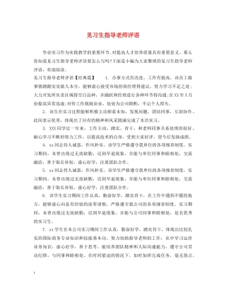见习生指导老师评语 