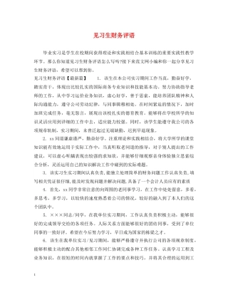 见习生财务评语 