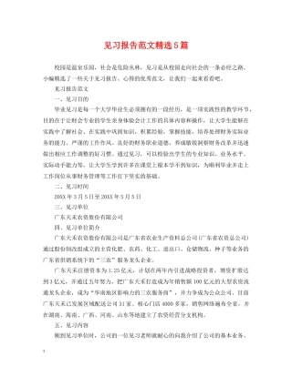 见习报告范文精选5篇 