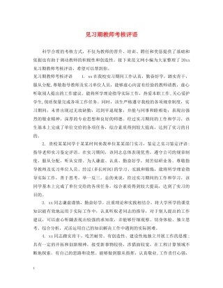 见习期教师考核评语 