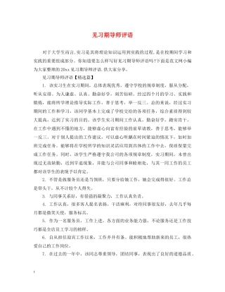 见习期导师评语 