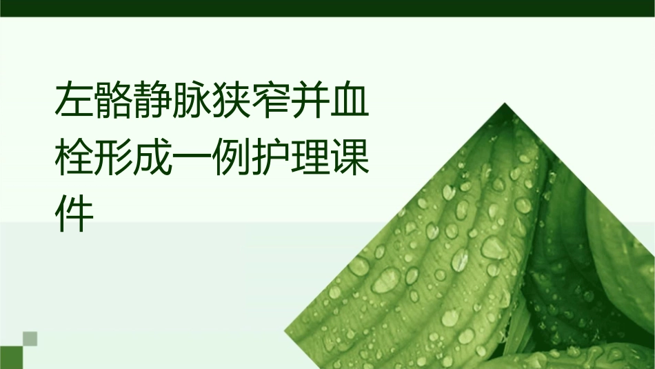 左骼静脉狭窄并血栓形成一例护理课件_第1页