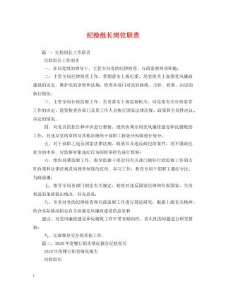 纪检组长岗位职责 