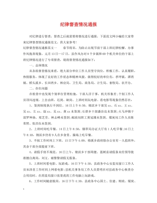 纪律督查情况通报 