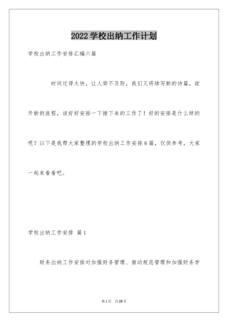 2024学校出纳工作计划_2