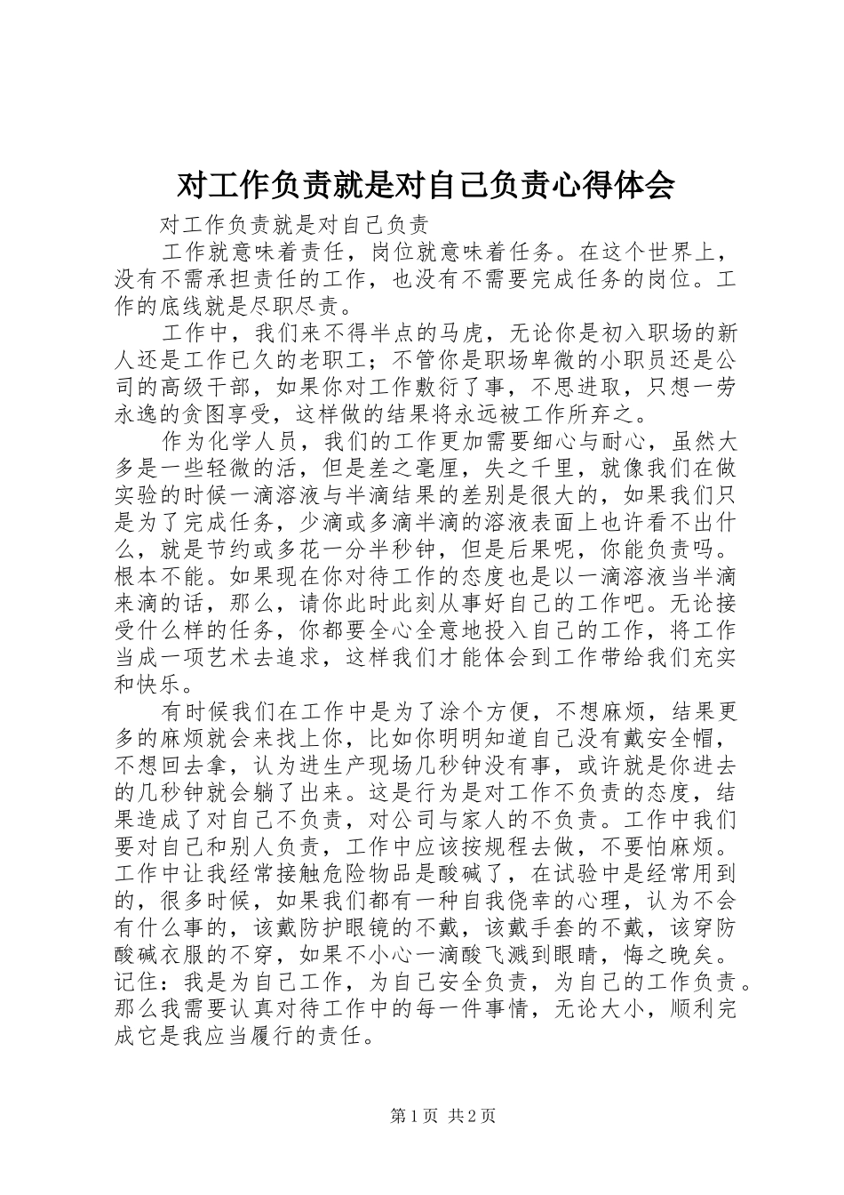 对工作负责就是对自己负责心得体会_2_第1页
