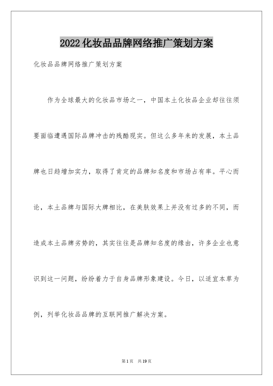 2024化妆品品牌网络推广策划方案_第1页
