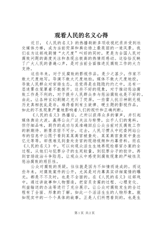 观看人民的名义心得