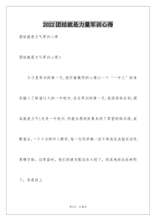 2024团结就是力量军训心得