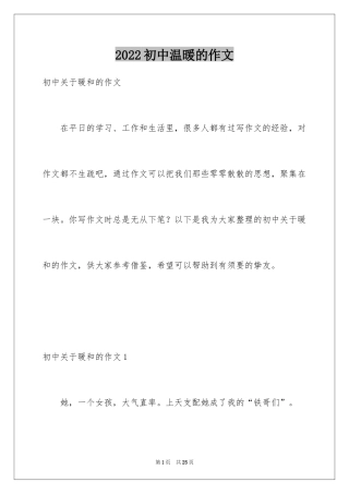 2024初中温暖的作文