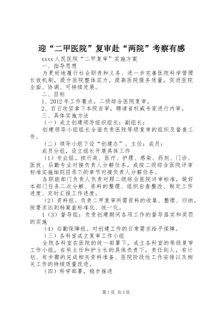 迎“二甲医院”复审赴“两院”考察有感