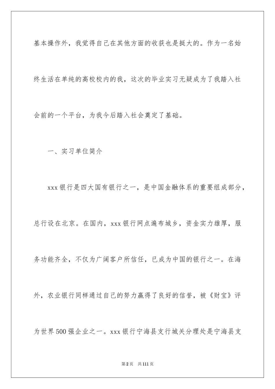 2024大学生银行的实习报告_第2页