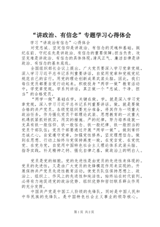 “讲政治、有信念”专题学习心得体会_2
