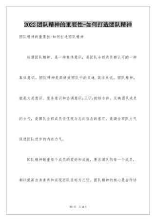 2024团队精神的重要性-如何打造团队精神