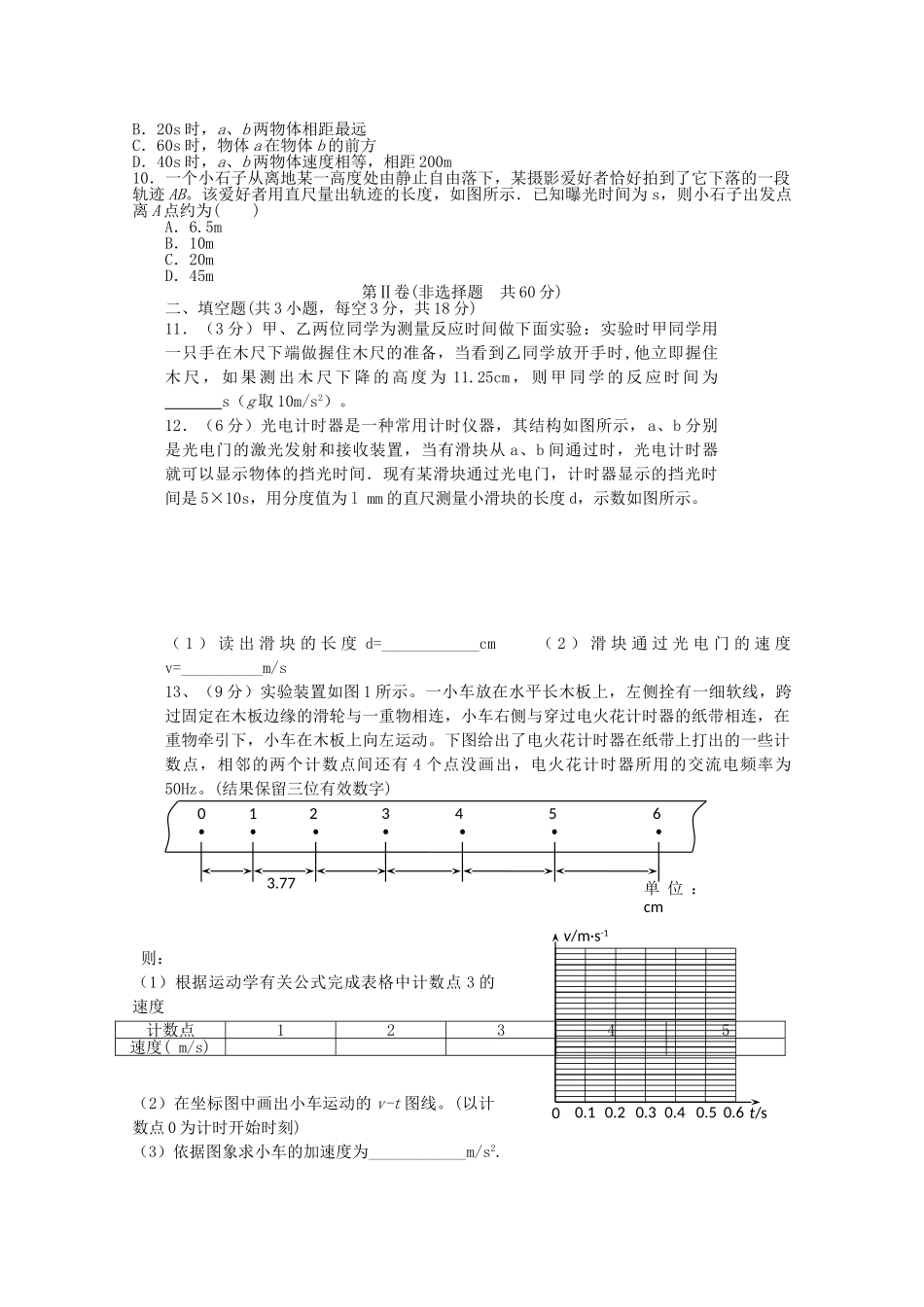江西省赣州十一县20102011高一物理上学期期中联考新人教版 _第2页