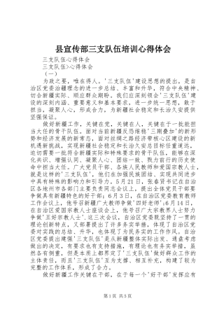 县宣传部三支队伍培训心得体会