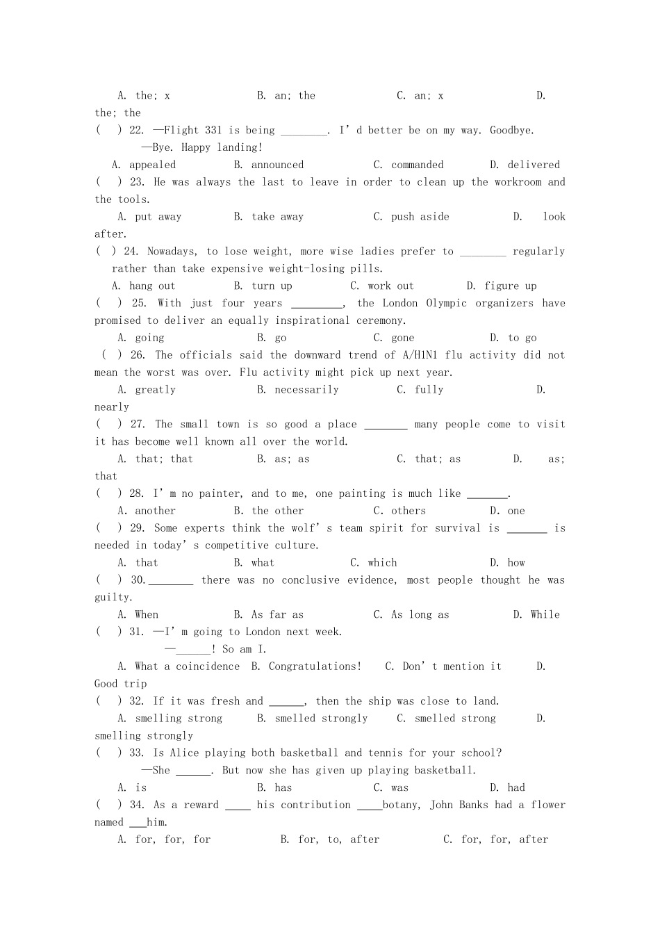 江西省吉安2011高三英语上学期期中考试新人教版 _第3页