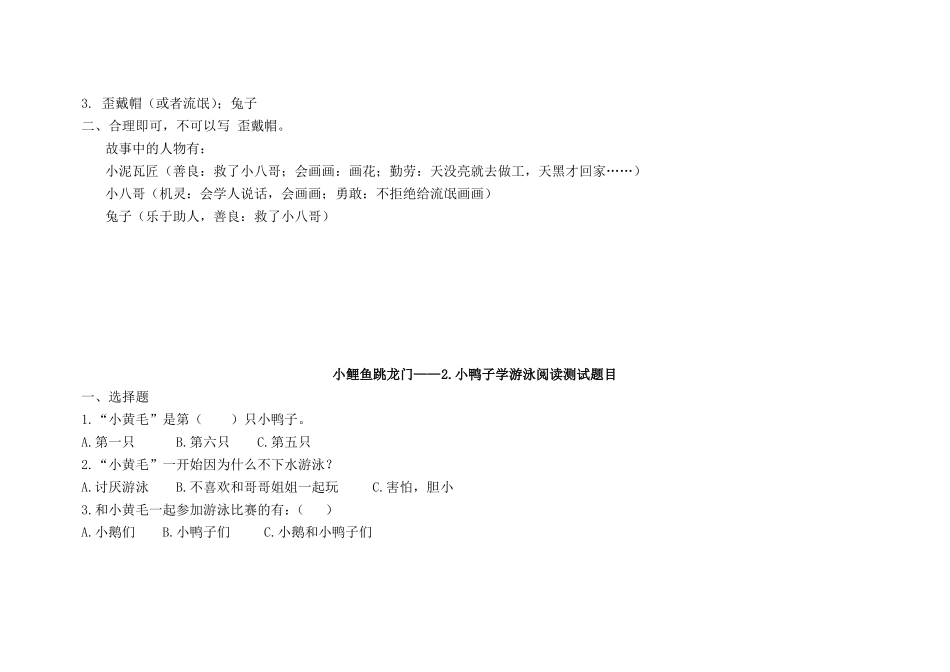 小鲤鱼跳龙门阅读题目及答案_第2页