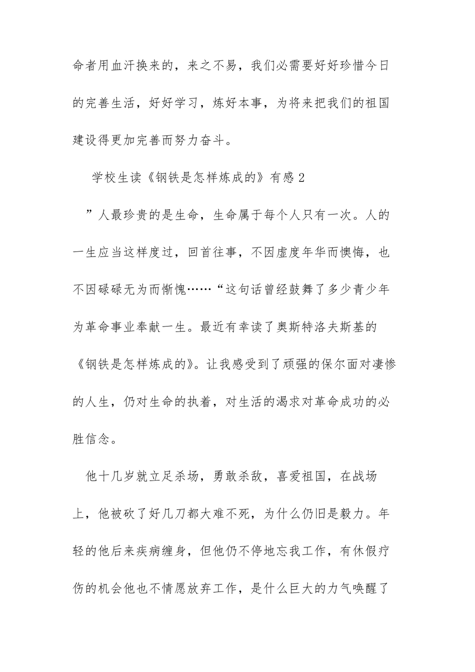 小学生读钢铁是怎样炼成的有感_第3页