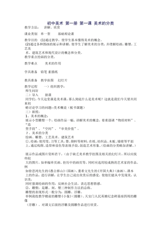 初中美术第一册第一课美术的分类