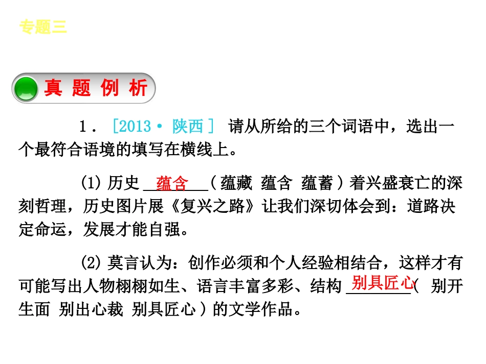 中考语文专题复习【3】词语（成语）的理解与运用课件_第3页