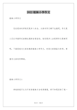 2024姐妹小学作文