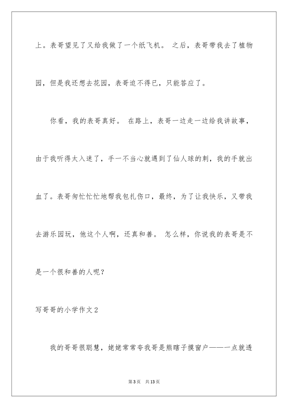 2024写哥哥的小学作文_第3页