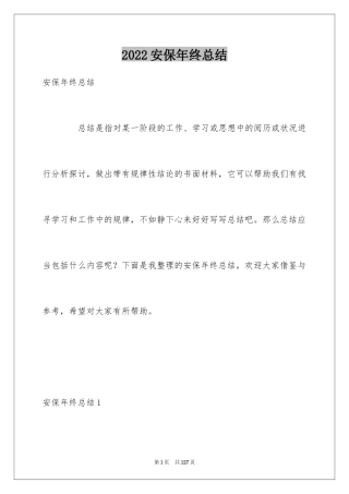 2024安保年终总结