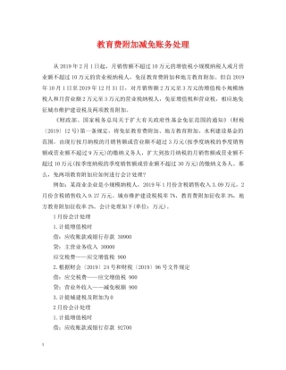 教育费附加减免账务处理 